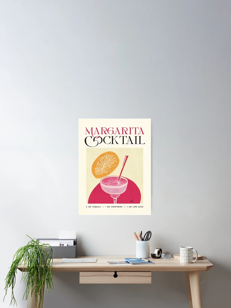 Aperçu 2 sur 3. Poster avec l'œuvre Margarita Retro Cocktail Poster Pink Print Bar Prints, Vintage Drinks, Recipe, Wall Art créée et vendue par betternotes.
