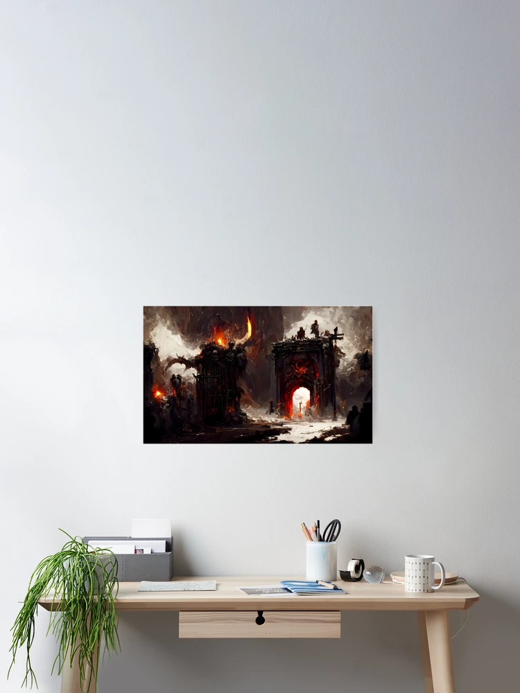 Thumbnail 2 von 3, Poster, Tore der Hölle | KI-generierte Kunst designt und verkauft von MichelangeloAI.