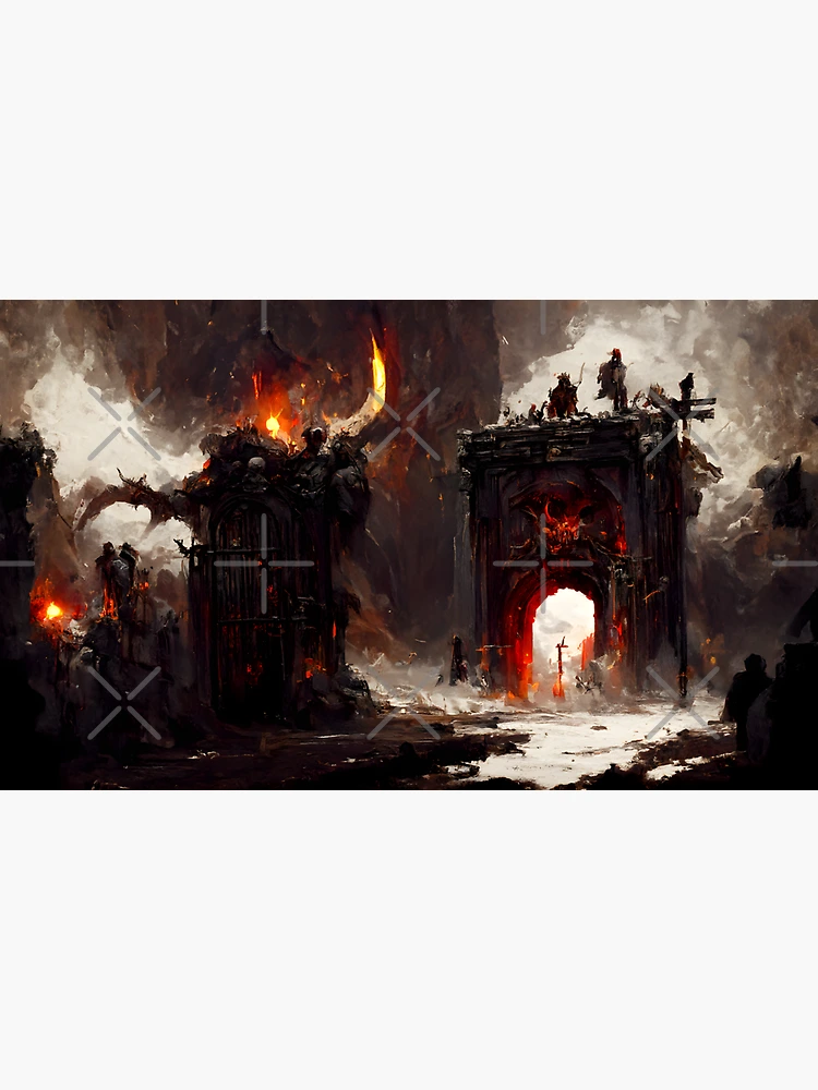 Imagen 3 de 3, Pegatina con la obra Puertas del Infierno | Arte generado por IA, diseñada y vendida por MichelangeloAI.