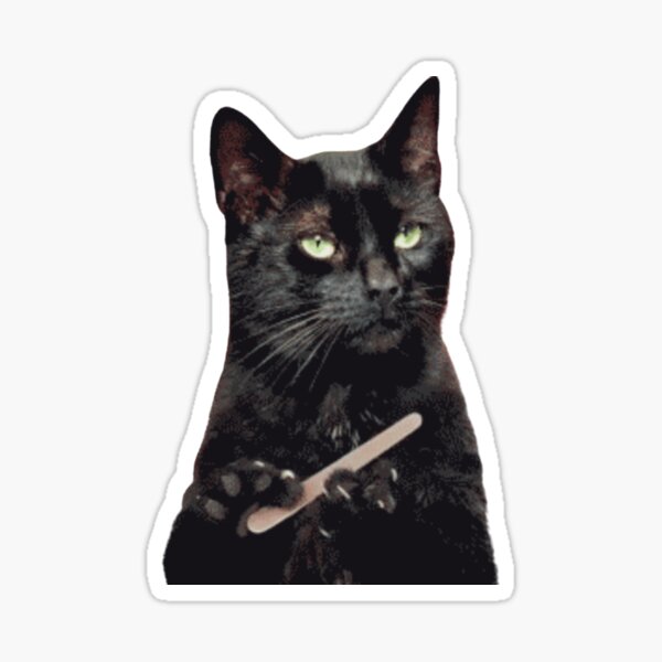 Item preview, black cat filing claws meme designed and sold by artsypatterns.