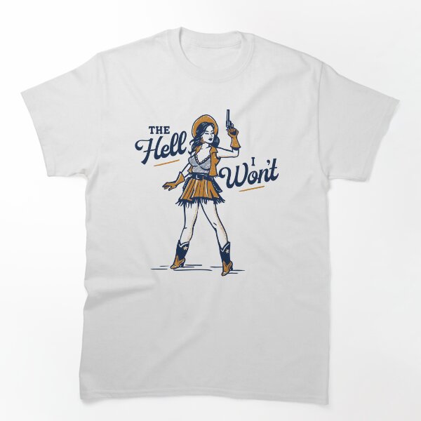 Aperçu de l'œuvre Bon Dieu, je ne le ferai pas ! Mignon et impertinent rétro Western Outlaw Cowgirl Pinup créée et vendue par The Whiskey Ginger Design Shop.