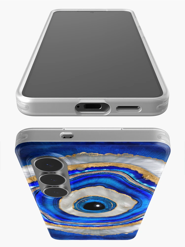 Aperçu 3 sur 4. Coque Samsung Galaxy avec l'œuvre Evil Eye Aquarelle agate et or créée et vendue par k9printart.