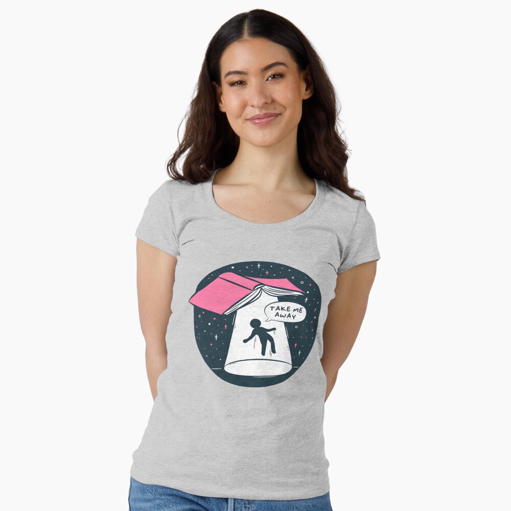 Vista previa del artículo con la obra «Camiseta entallada de cuello ancho», diseñado y vendido por indiebookster.