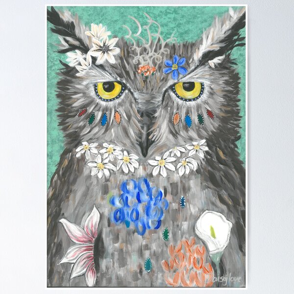 Aperçu de l'œuvre Hibou fleuri créée et vendue par DaisyloveArt.