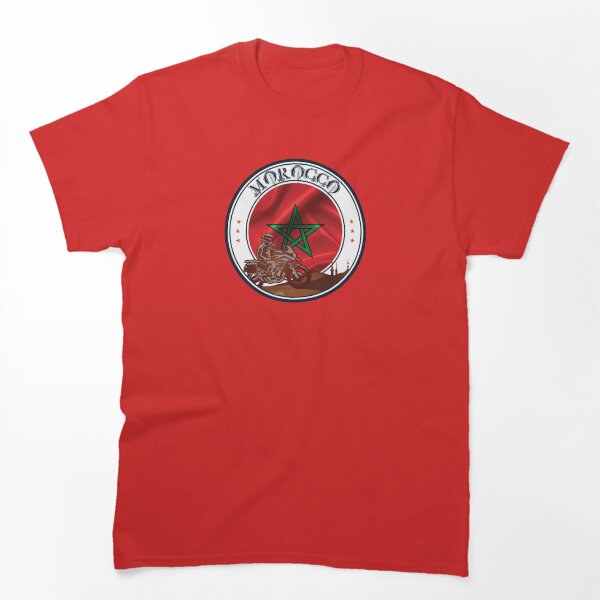 Artikelvorschau, MAROKKO Marokkanische Flagge Motorradaufkleber T-Shirt entworfen und verkauft von OuterShellUK.