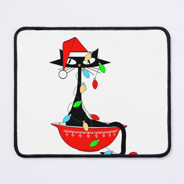 Item preview, Gato atómico travieso en un cuenco con luces navideñas designed and sold by BossAtomic.