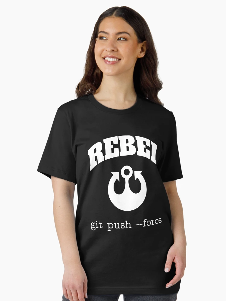 Thumbnail 3 of 7, Essential T-Shirt, Code Rebel - git push --force - Software Developer Design - White designed and sold by geeksta.