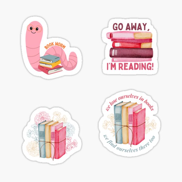Item preview, mini book lover sticker pack designed and sold by Morgan Taulbee.