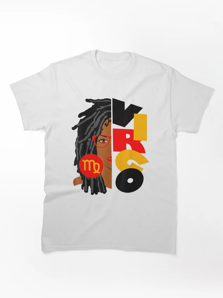 Aperçu 1 sur 7. T-shirt classique avec l'œuvre Femme Vierge Fille Afro Locs Fille Signes Du Zodiaque Anniversaire créée et vendue par enragedchild257.