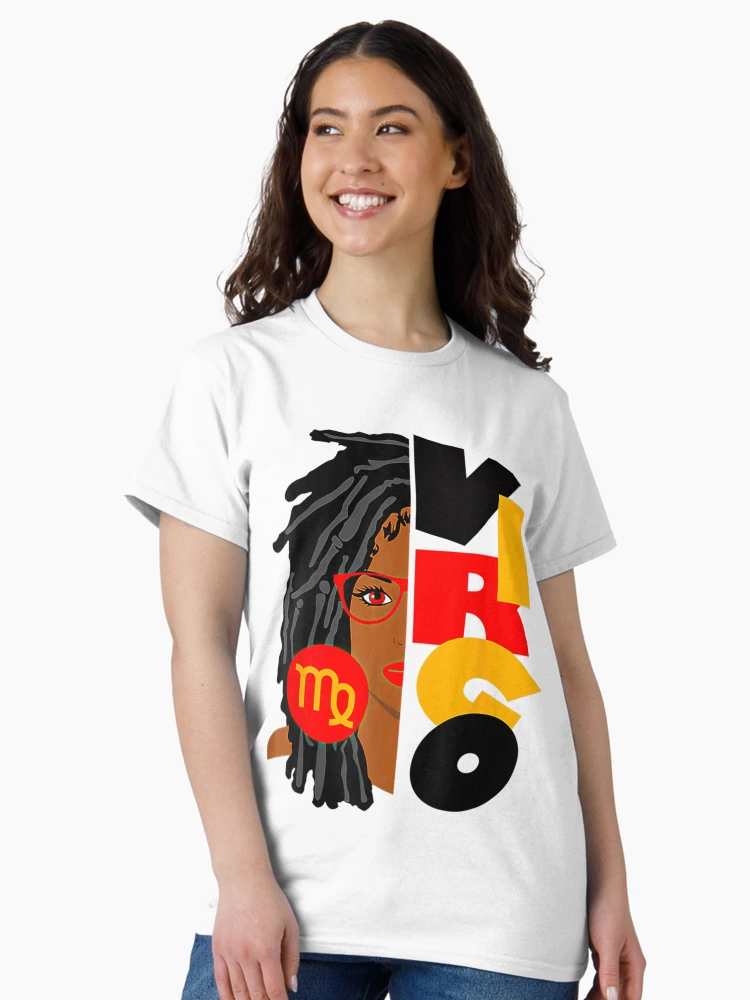 Aperçu 3 sur 7. T-shirt classique avec l'œuvre Femme Vierge Fille Afro Locs Fille Signes Du Zodiaque Anniversaire créée et vendue par enragedchild257.
