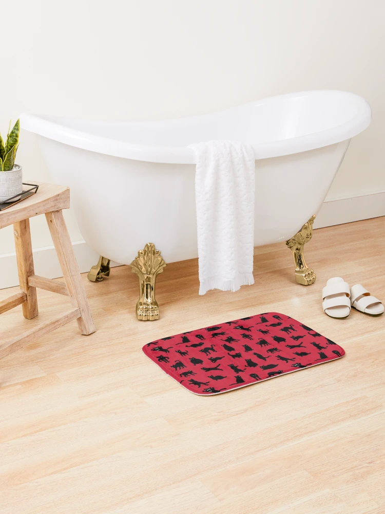Thumbnail 2 of 6, Bath Mat, Void Cats Pattern (Red) designed and sold by Tofu's Pixel Art Store.