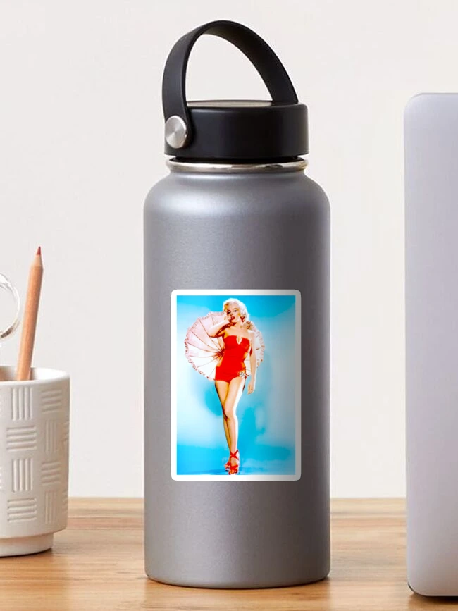 Thumbnail 1 of 3, Sticker, MARILYN MONROE : Modeling a Red Bathing Suit Print designed and sold by posterbobs.