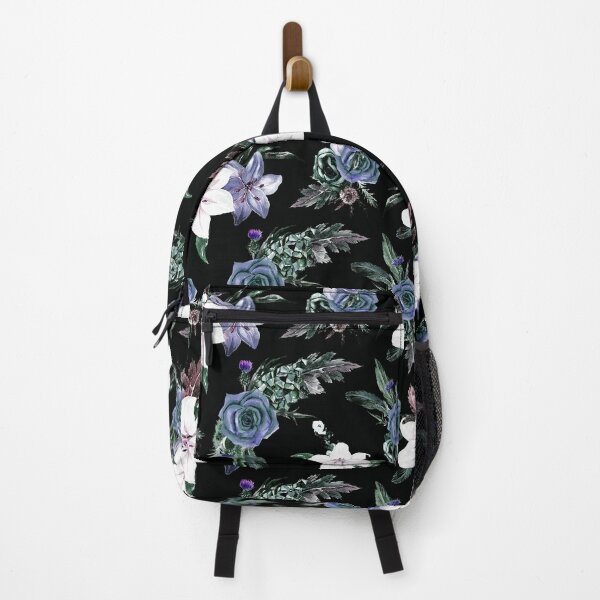 Item preview, Blue-Lilac Gothic-Style Floral Pattern On Black designed and sold by DEC02.