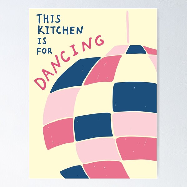 Item preview, Esta cocina es para bailar, Bola de discoteca, Fiesta, Arte divertido, Impresión retro, Arte de pared de cocina, Vibraciones positivas designed and sold by KristinityArt.
