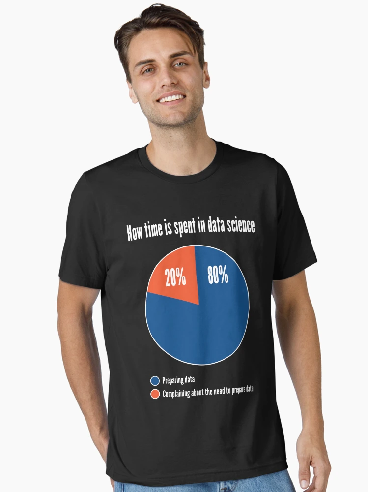 Thumbnail 2 of 7, Essential T-Shirt, How Time is Spent in Data Science - Funny Pie Chart Design designed and sold by geeksta.