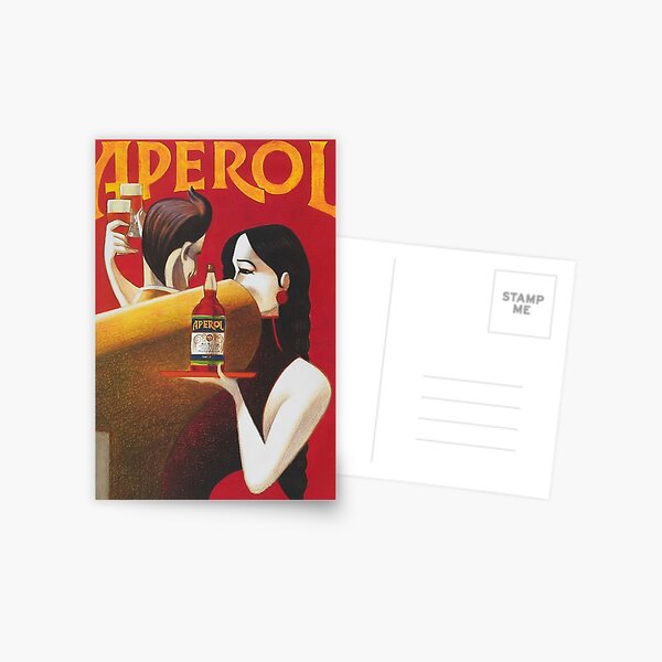 Aperçu de l'œuvre Affiche publicitaire vintage rouge brillant pour boissons alcoolisées apéritives Aperol pour cuisine, bar, salle à manger et salon, décoration murale et de maison créée et vendue par Jéanpaul Ferro.