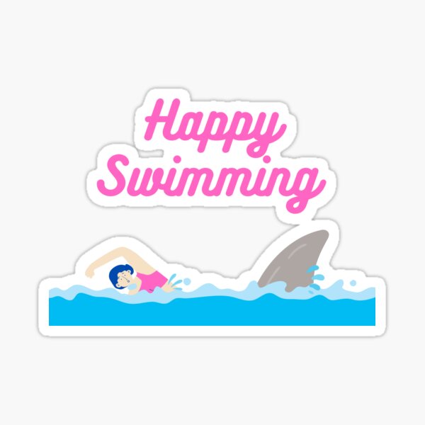 Item preview, Happy Swimming viene en un estilo divertido, un nadador escapando de un tiburón. Da la sensación contraria de divertirse nadando. designed and sold by P-De-Design.