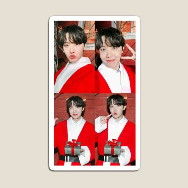 Aperçu de l'œuvre Jhope Hoseok Noël Rouge Sticker créée et vendue par tokki-drawings.