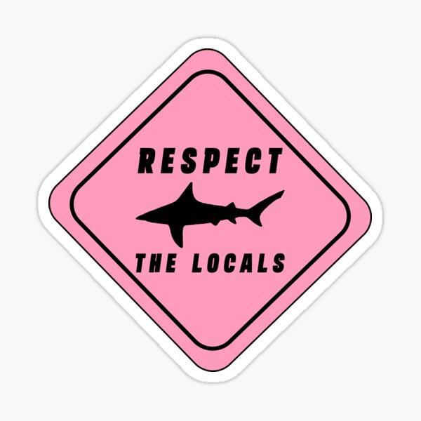 Aperçu de l'œuvre Respectez les requins locaux, cadeaux de requins pour les amateurs de requins, cadeaux mignons de requins créée et vendue par Stixdesigns.
