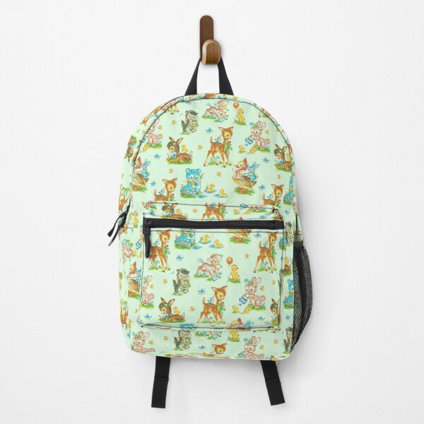 Item preview, vintage cute baby animals green designed and sold by Gossip Rag.