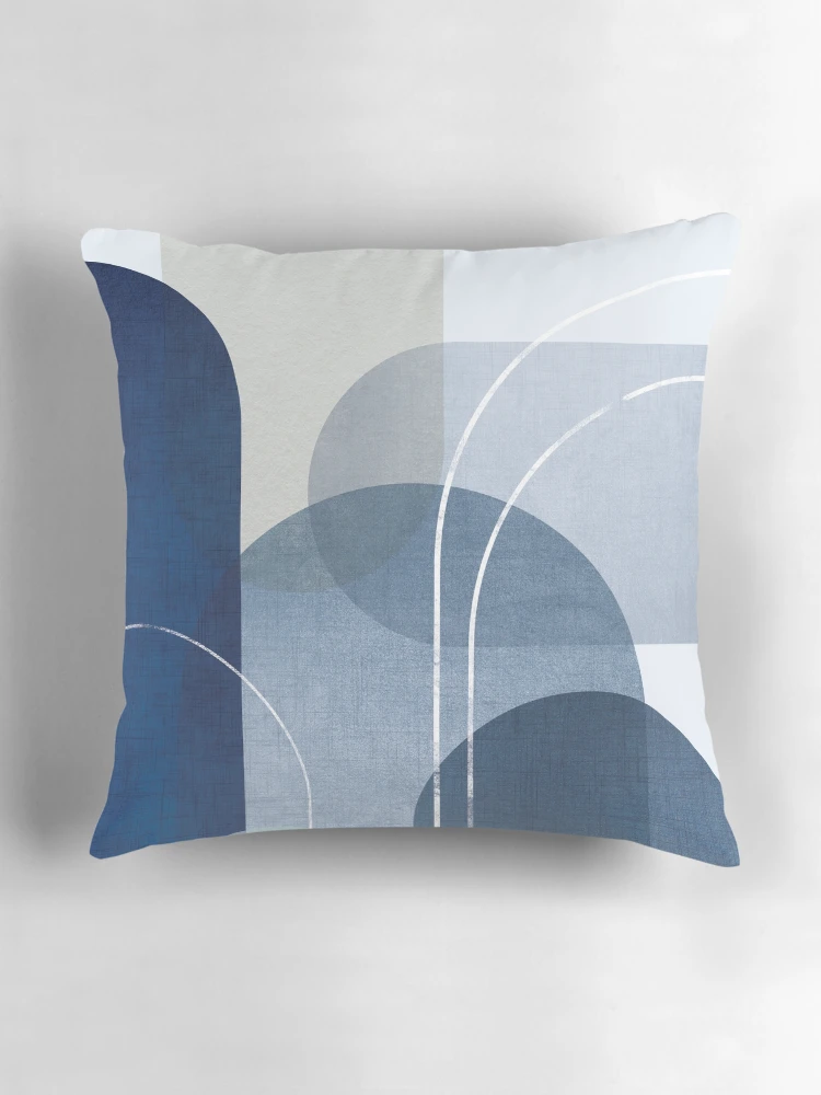 Thumbnail 3 of 4, Pillow, Mid Century Blue Linen designed and sold by UrbanEpiphany.