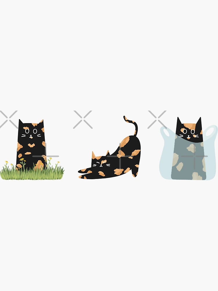 Thumbnail 3 von 3, Sticker, Schildpatt-Katze-Doodle-Pack designt und verkauft von BluebellPainter.