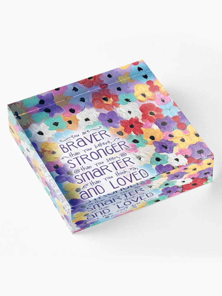 Imagen 4 de 5, Bloque acrílico con la obra más valiente, más fuerte, más inteligente y amado. Cita de Pooh, cita femenina, regalo, diseñada y vendida por SleeplessLady.