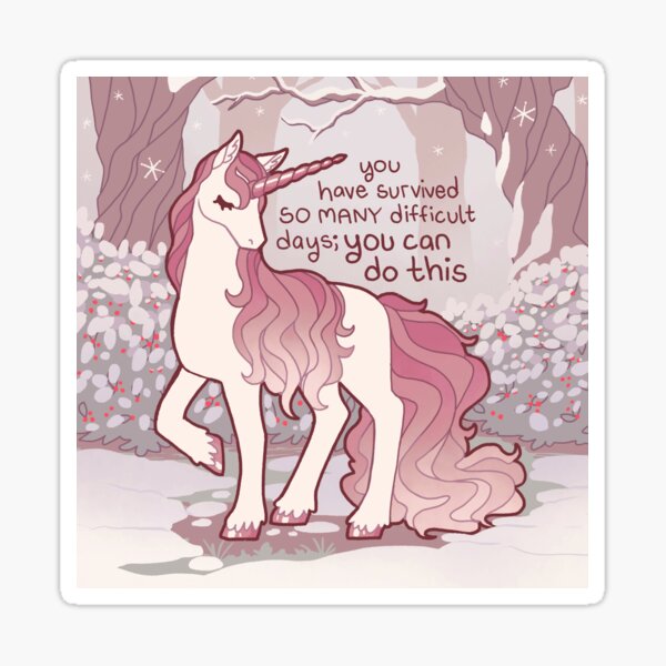 Item preview, "Has sobrevivido a MUCHOS días difíciles; puedes hacer esto" Winter Forest Unicorn designed and sold by thelatestkate.