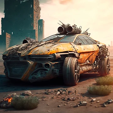 Artwork thumbnail, Post-apocalypse style car. by GalinaNe