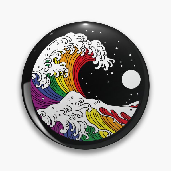 Artikelvorschau, Große Welle von Kanagawa LGBTQ+ Pride Regenbogenflagge entworfen und verkauft von Queer Pride Shop.