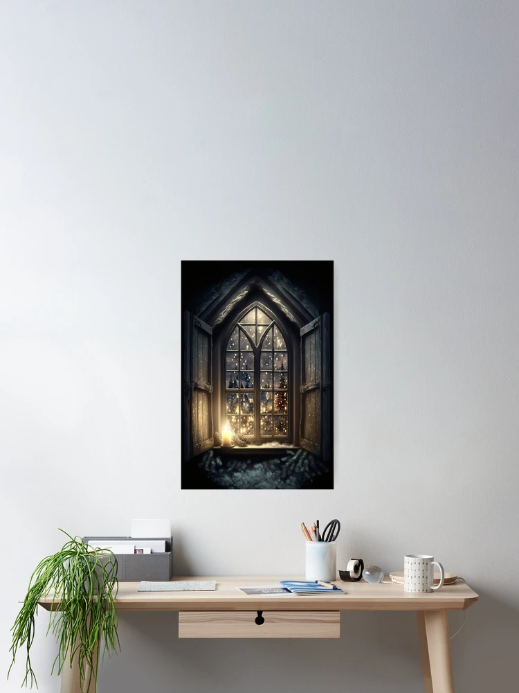 Thumbnail 2 of 3, Poster, winter window designed and sold by VisionaryAI.