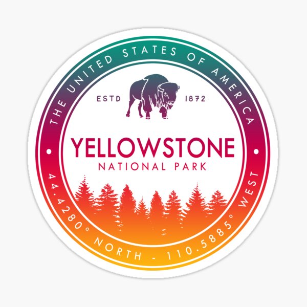 Aperçu de l'œuvre Parc national de Yellowstone Wyoming Montana Idaho Emblem Souvenirs créée et vendue par Brandon Fuller.