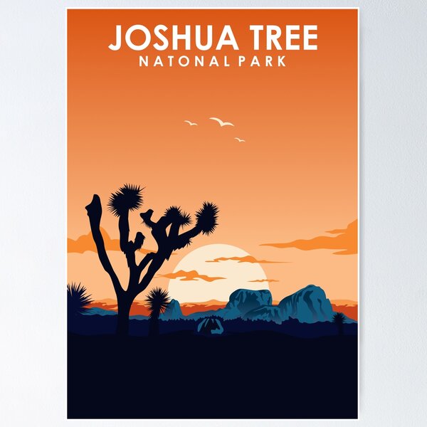 Aperçu de l'œuvre Affiche de voyage du parc national rétro minimal vintage de Joshua Tree créée et vendue par Stadify.