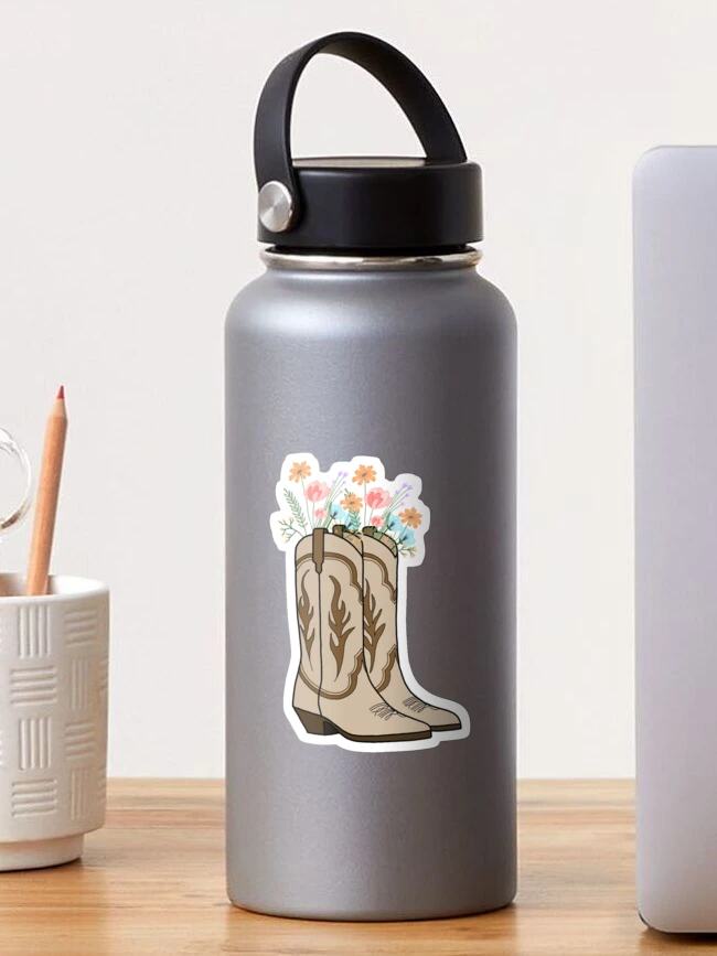 Thumbnail 1 of 3, Sticker, Flower Cowgirl Boots Sticker designed and sold by Mia Beno.