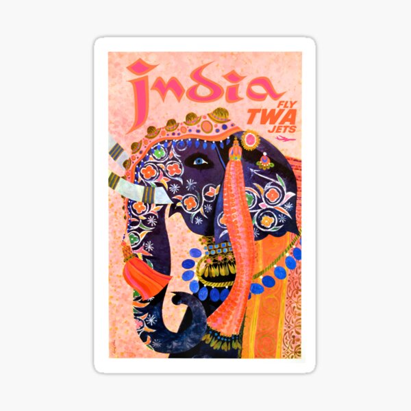 Item preview, 1960 TWA India Elephant Travel Poster designed and sold by retrographics.