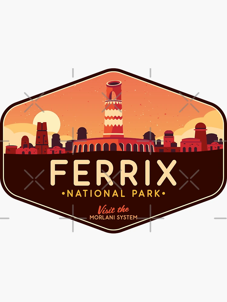 Aperçu 3 sur 3. Sticker avec l'œuvre Parc National Ferrix - Visitez le Système Morlani ! créée et vendue par magrodanny.