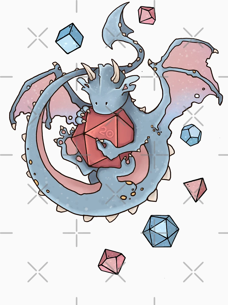 Imagen 7 de 7, Camiseta clásica con la obra Duende de dados con dados (pero dragón, adorable azul), diseñada y vendida por keyvei.
