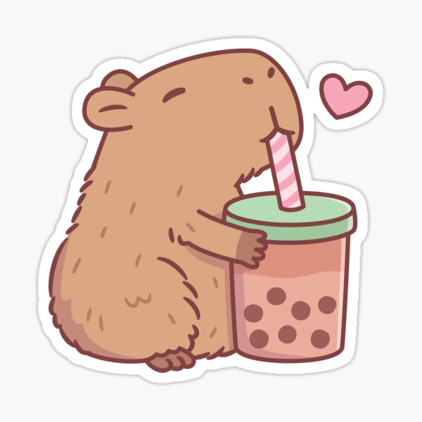 Aperçu de l'œuvre Ce mignon capybara adore le thé aux perles créée et vendue par rustydoodle.