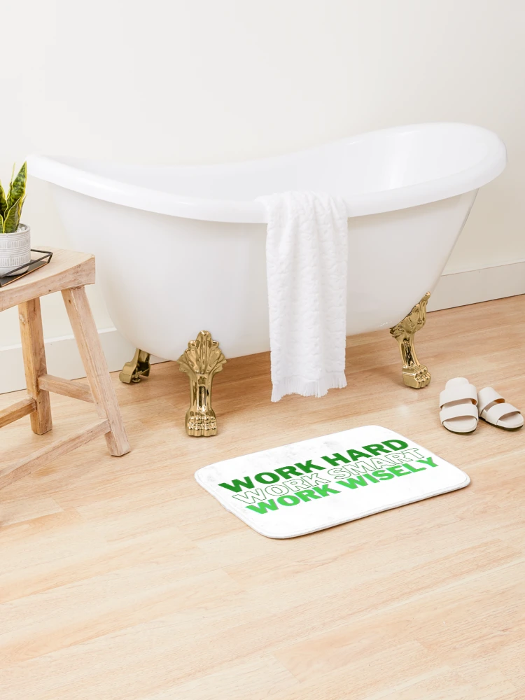 Thumbnail 2 of 6, Bath Mat, Work Hard, Smart, and Wisely (Green) designed and sold by Bamb00s.