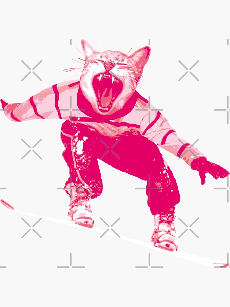 Imagen 3 de 3, Pegatina con la obra Snowboarder Cat Esquí en la nieve Diversión snowboard raquetas de nieve polvo fresco estación de esquí remonte, diseñada y vendida por Florigonia - explore the far south.