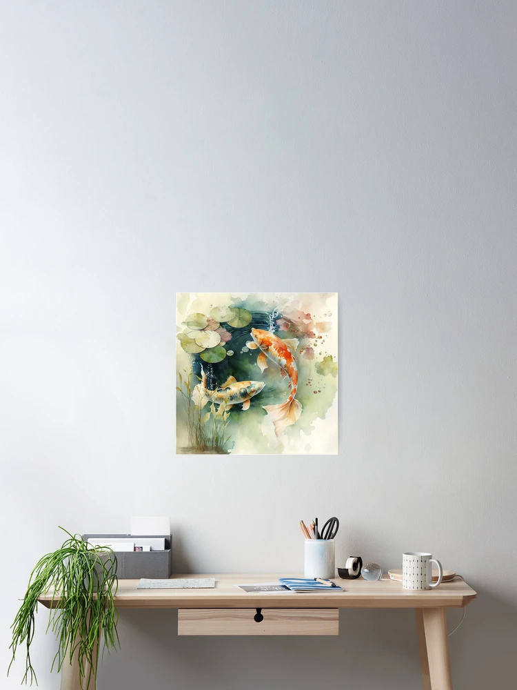 Thumbnail 2 of 3, Poster, koi fish watercolor designed and sold by shokA Design.