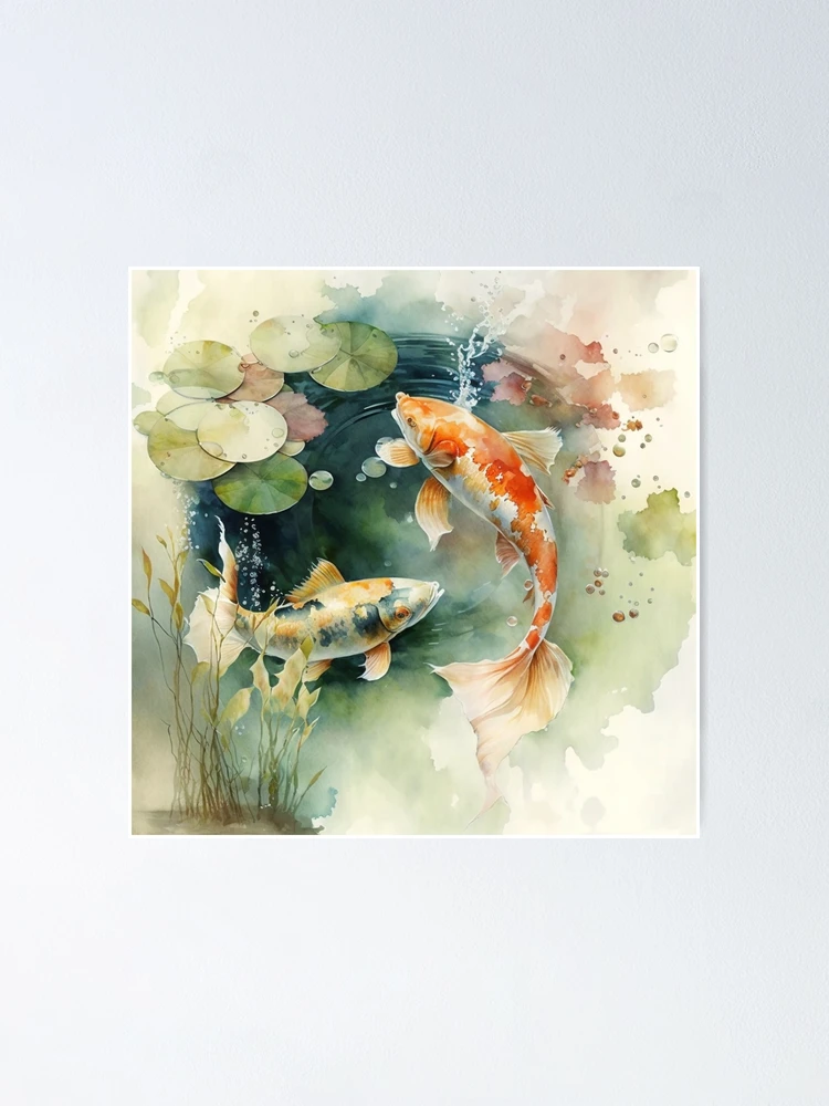 Thumbnail 1 of 3, Poster, koi fish watercolor designed and sold by shokA Design.