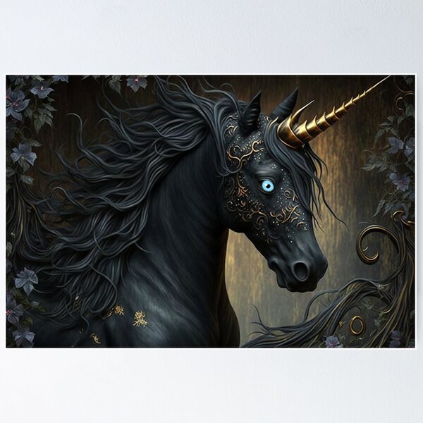 Item preview, Feroz Unicornio Negro (Equino) con Ojos Azules designed and sold by Dragonstrom.