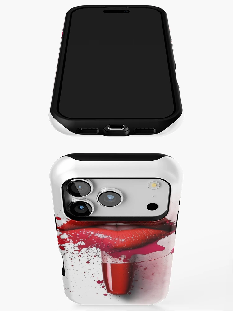 Aperçu 3 sur 4. Coque iPhone avec l'œuvre Lèvres rouges à lèvres créée et vendue par Coolea.