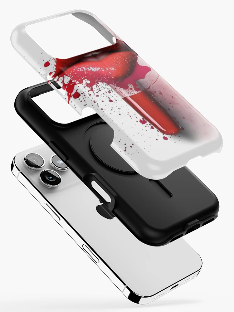 Aperçu 2 sur 4. Coque iPhone avec l'œuvre Lèvres rouges à lèvres créée et vendue par Coolea.