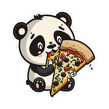Artwork thumbnail, Cute Cartoon Panda Eating Pizza by BHDesignCo