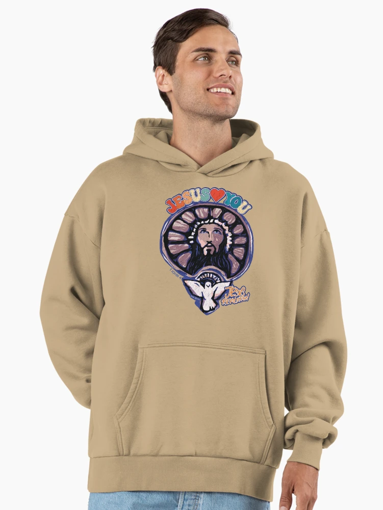 Thumbnail 2 von 6, Premium Oversized Hoodie, Jesus-Revolution Jesus liebt dich designt und verkauft von miyagifactory.