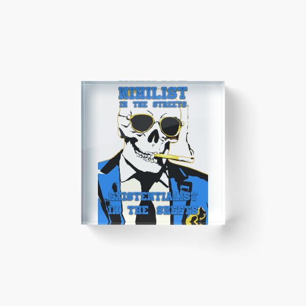 Artikelvorschau, Nihilist In The Streets, Existentialist In The Sheets Pop Art Skull entworfen und verkauft von PVSKI.