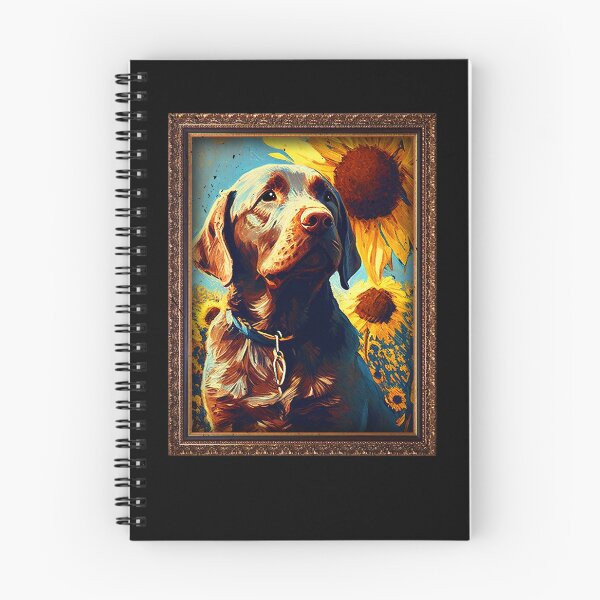Item preview, Chocolate Labrador Sunflower Painting Adorable Dog designed and sold by rafaeltto.