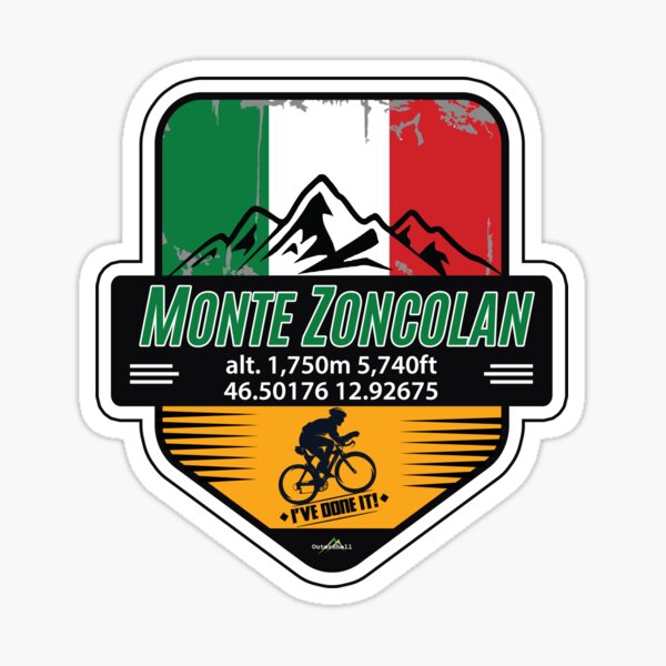 Aperçu de l'œuvre T-shirt autocollant cycliste Monte Zoncolan Italie Italia 01 Je l'ai fait ! créée et vendue par OuterShellUK.